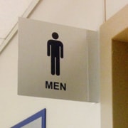aluminum washroom directional sign